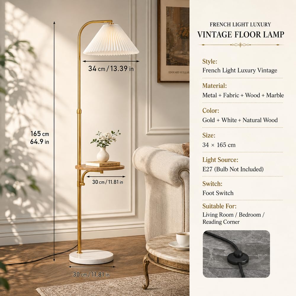 Stehlampe mit Tisch-Faltenschirm, vertikale Lampe, multifunktionale Stehlampen mit Trennwand, verstellbarer Kopf, Steh-Stehleuchten, Sofa-Eck-Leselampen, hohe Lampen für Schlafzimmer Wohnzimme