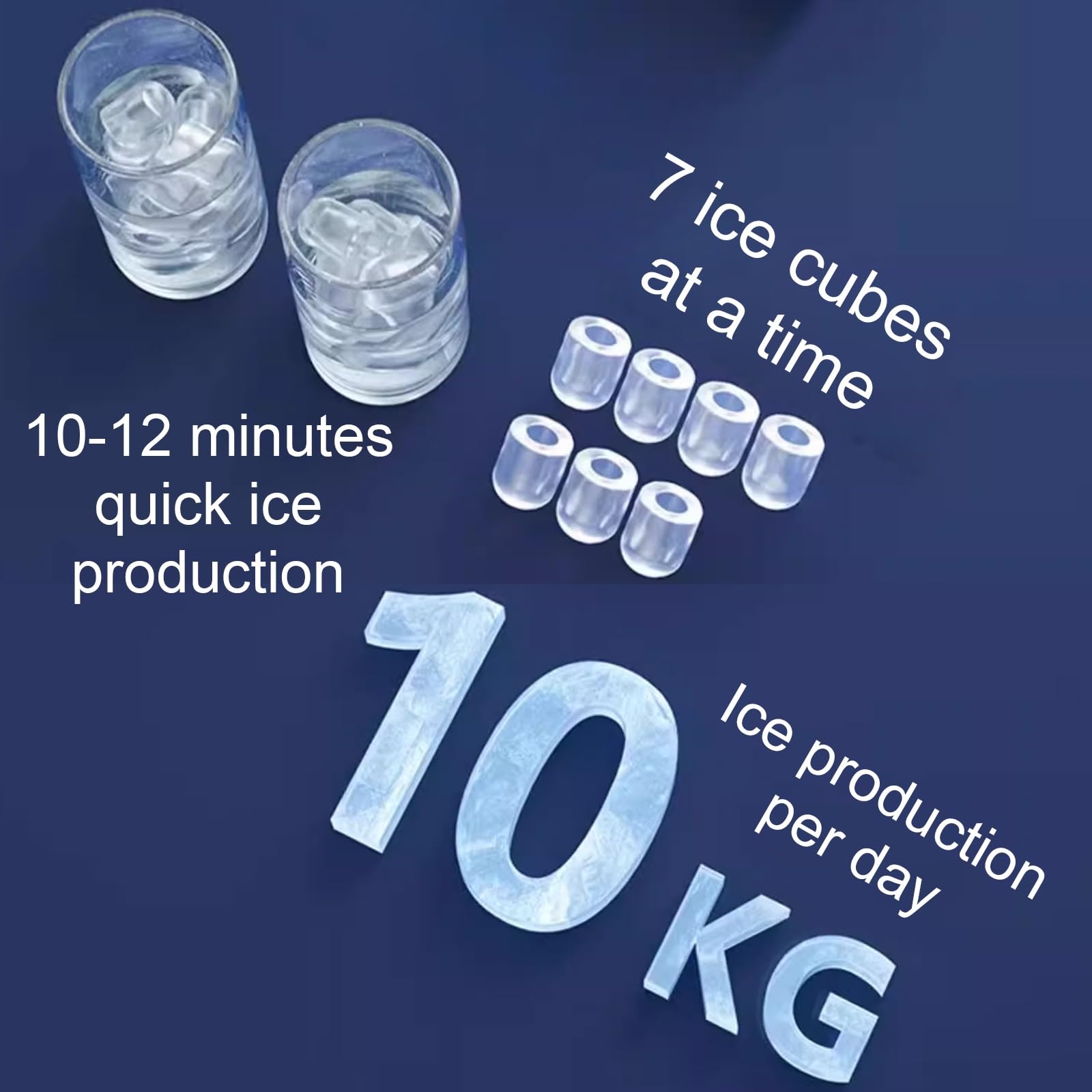 3 in 1 Countertop Water Cooler with Ice Maker 10-12 Minutes Ice Making Water Dispenser Intimate Night Light 60 Ice Storage Capacity for Home Office