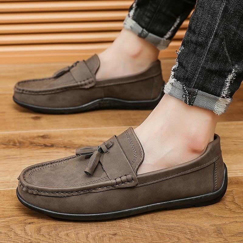 Mens Loafers Round Toe PU Leather Penny Loafers Tassel Flexible Comfortable Resistant Casual Wedding Slip On4