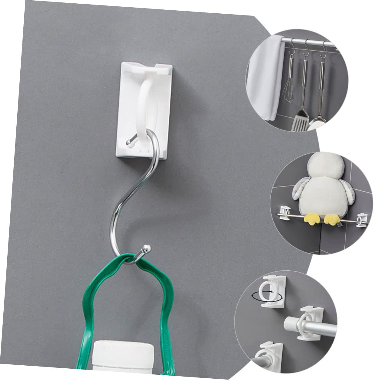 DECHOUS 3 Set di Ganci per Aste per Tende Facili da Installare Ganci per Aste per Tende Senza Chiodi per La Casa 4 Pezzi * 3
