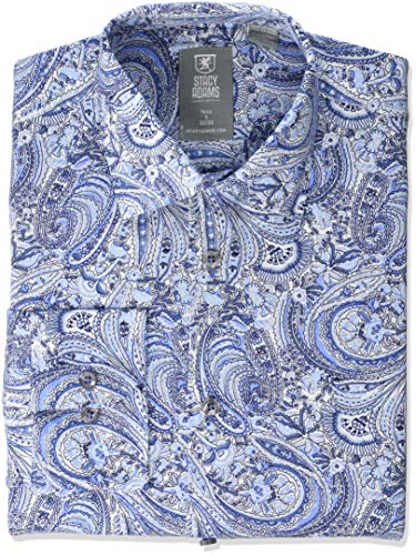 STACY ADAMS Men's Modern Fit Tonal, Powder Blue Paisley, 16.5
