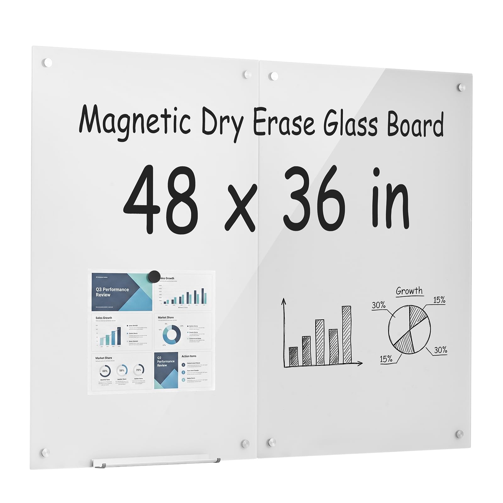VEVOR Whiteboard Magnetisch 900x600 mm Wandtafel Magnettafel 2er-Pack Weiß
