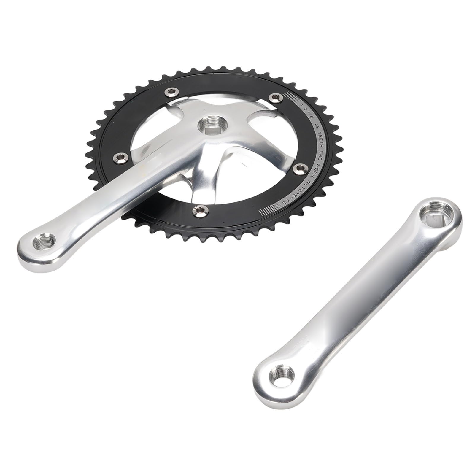 Yinhing Korba Rowerowa ze Stopu Aluminium 48T Jednobiegowa Korba Zestaw Ramion Korby do Rowerów z Ostrym Przełożeniem Srebrny i