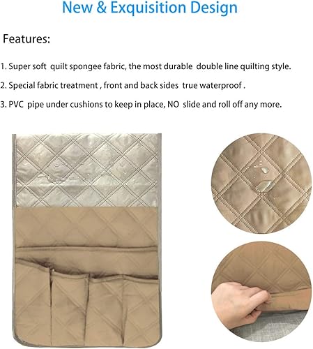 Miniatura 2 de TALC Organizador de almacenamiento antideslizante para reposabrazos de sofá, soporte de control remoto impermeable para sillón reclinable con 5