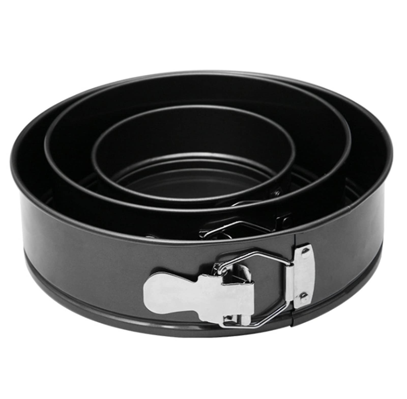3-teiliges Springform-Set, antihaftbeschichtet, auslaufsicher, rund, in den Größen 10 cm, 18 cm und 23 cm, schwarz，4 inch 7 inch 9 inch