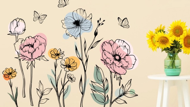Vinilo Decorativo Floral Grande Mfault 35x12 in miniatura 7