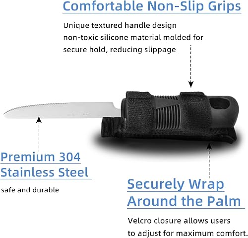Miniatura 6 de Juego de utensilios adaptativos para pacientes mayores con accidente cerebrovascular de Parkinson, agarre antideslizante con correa de mano para