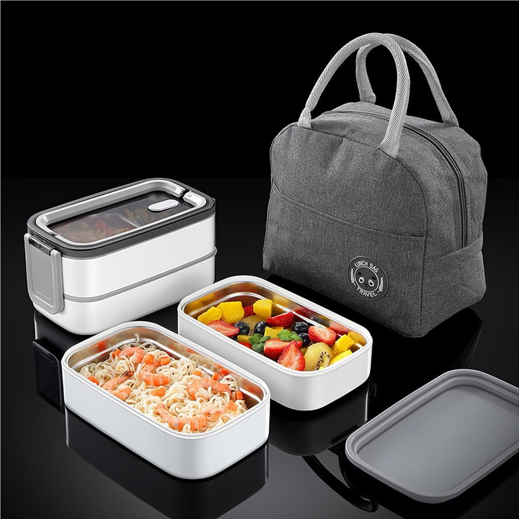 Juego de 2 fiambreras térmicas de acero inoxidable aisladas para el almuerzo, caja bento térmica, calentador de comida, caja calentadora de alimentos, buen estilo de sellado 1