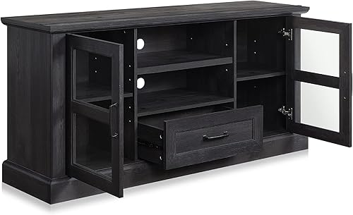 BELLEZE Trussati - Moderno soporte de TV rústico de 62 pulgadas para televisores de hasta 70 pulgadas, consola central de entretenimiento con