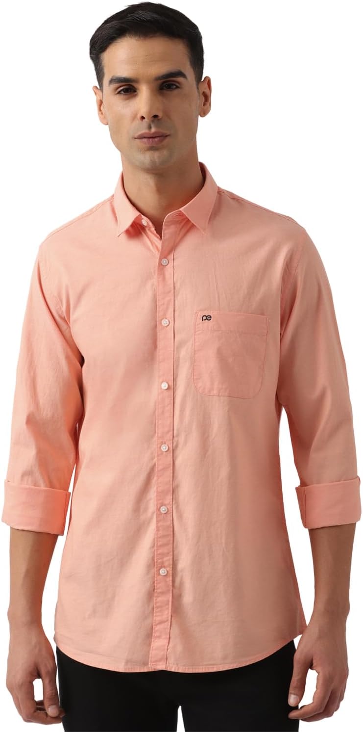 Peter EnglandMen's Classic Slim Fit Full Sleeve Oxford Shirt | 100% Cotton