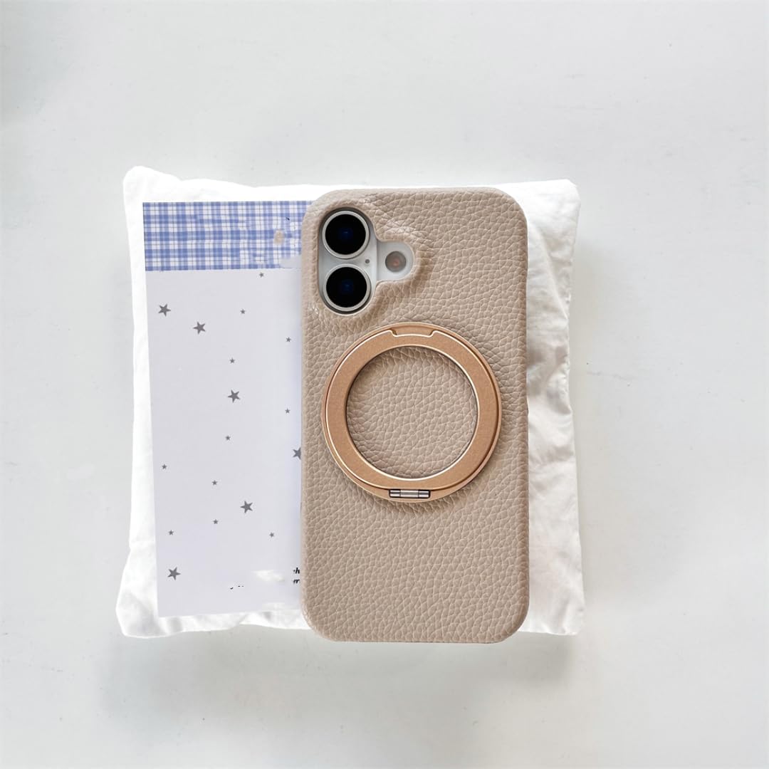 Coque de téléphone 360° antichoc avec support pour iPhone 15 Pro abricot