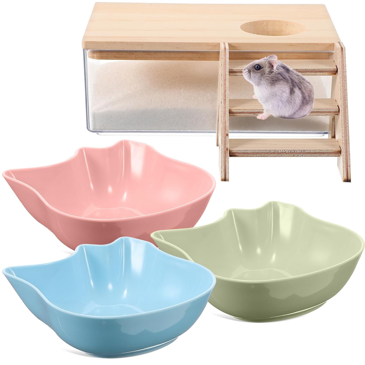 POPETPOP Hamster Sand Bath Kit 3pcs Hamster Bowls Hamster Sand Box