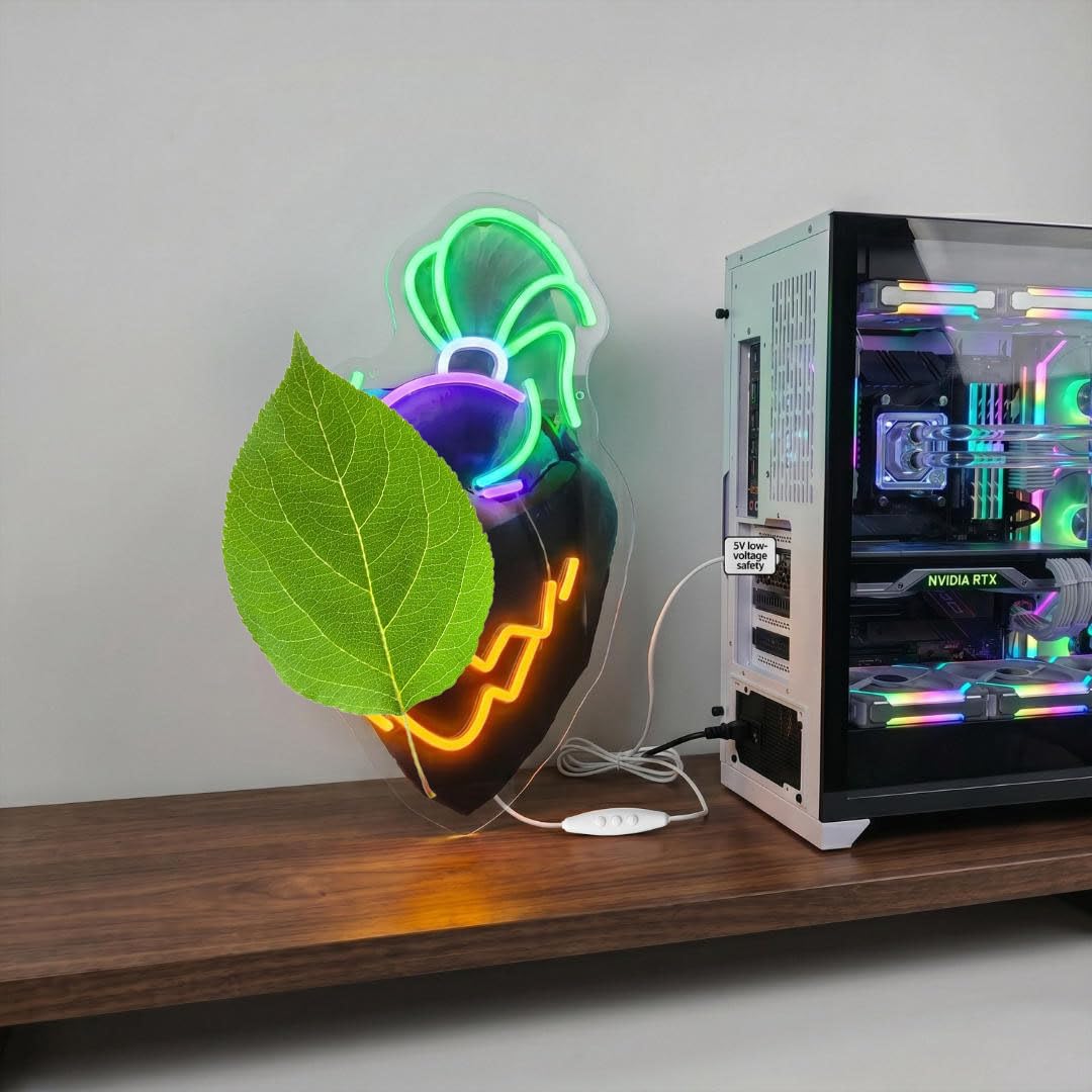 B-oowser - Insegna al neon super anime per decorazione della sala giochi, luci al neon dimmerabili a LED per bambini, uomini, regali per gli appassionati di videogiochi