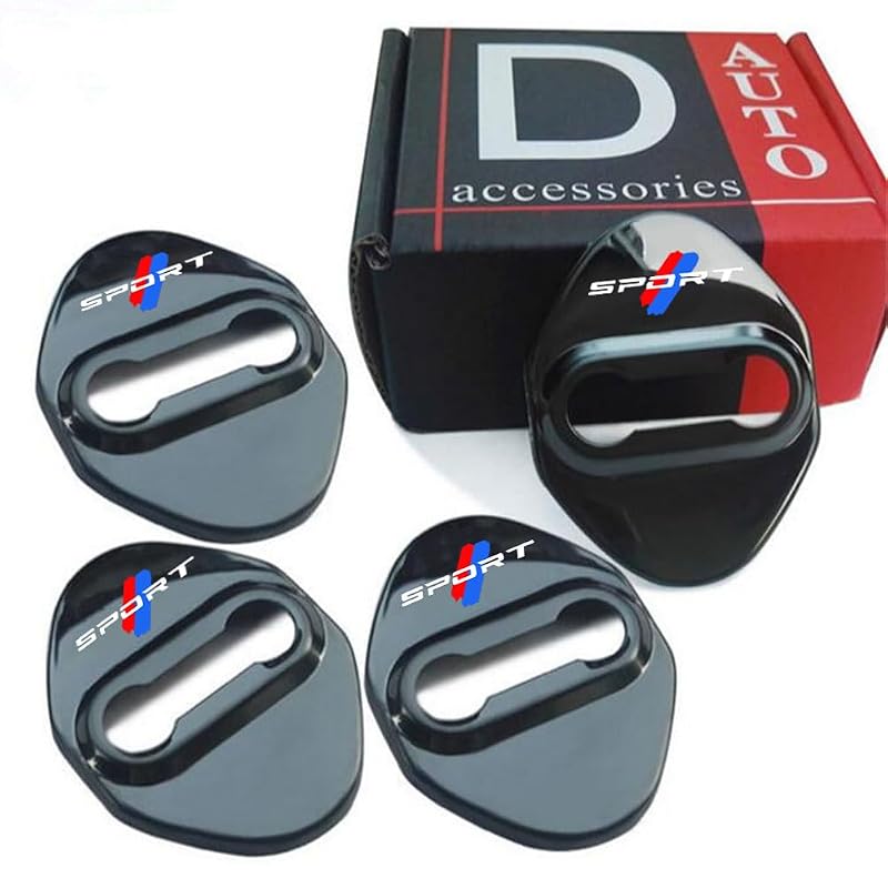 Capas Protetoras para Trava de Porta em Aço Inoxidável GUIILAN, Acabamento Tricolor Sport-Black, 4 Peças
