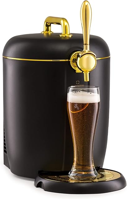 Klarstein 6L Beer Dispenser, 65W Beer Keg Machine, Quiet Beer Pump Tap Mini Keg, 3-12°C Range, Beer Draft Machine w/Freshness & Beer Level Indicator LED, Draught Beer Machine for Home Pub Bar