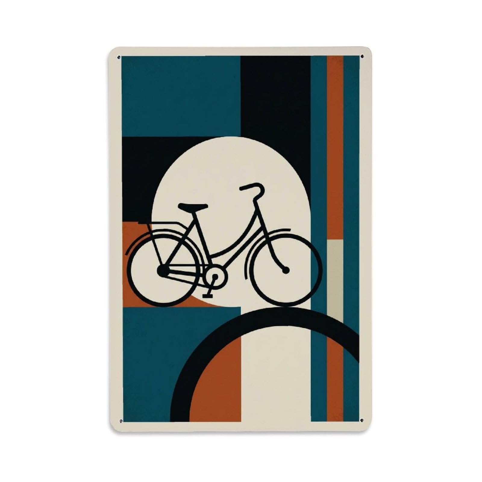 City Bicycle Culture Geometry Cycling Travel Ride Retro Metal Tin Sign Plaque Wall Decor for Cafe, Man Cave, Club Bar, Office, Home Garden Round Metal Poster 8x12Inch