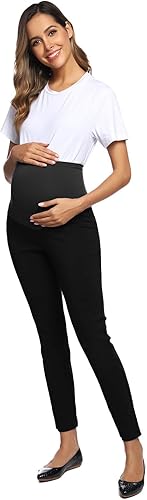 Miniatura 5 de Maacie Pantalones de trabajo de maternidad, pantalones de vestir casuales de negocios con bolsillos de alta elasticidad