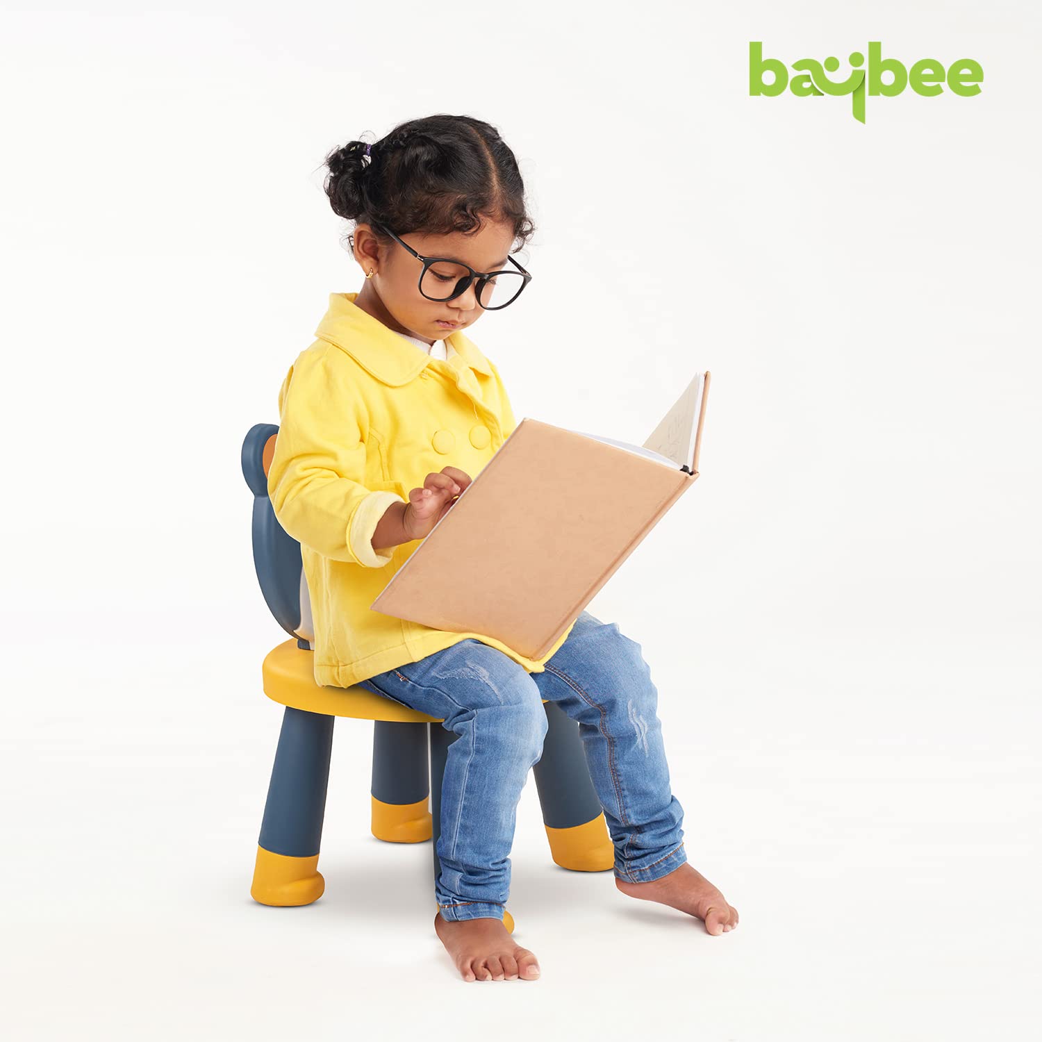Baybee Teddy Detachable Baby Chair for Kids Study Table Chair with Non-Slip Base & High Backrest | Booster Seat for Baby | for Toddlers 1 to 5 Years Boys Girls (Dark Blue)