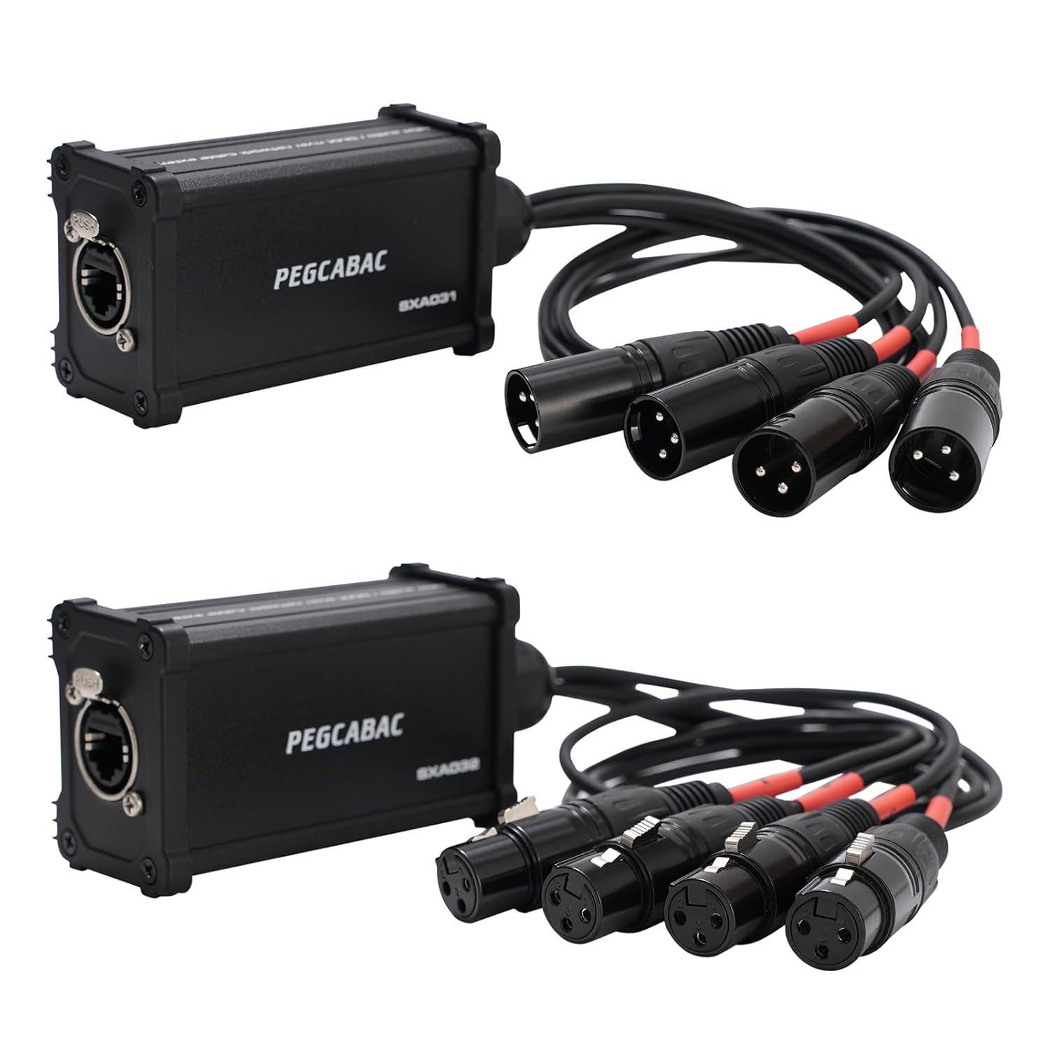 pegcabac 4 Channel Snake 3 Pin XLR/DMX/AES-EBU to Ethercon RJ45 Cat5/Cat6 Ethernet Extender for Stage Sound Lighting and Recording Studio with 2 Ft Breakout Cable(Male&Female) pegcabac 4 Channel Snake 3 Pin XLR/DMX/AES-EBU to Ethercon RJ45 Cat5/Cat6 Ethernet Extender for Stage Sound Lighting and Recording Studio with 2 Ft Breakout Cable(Male&Female)