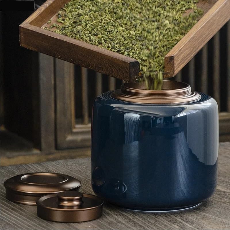 Ceramiczny słoik na żywność ceramiczny pojemnik na herbatę metalowa pokrywa zamknięty słoik duży pojemnik na herbatę pojemnik na herbatę organizer do przechowywania zbiornik na herbatę puszka