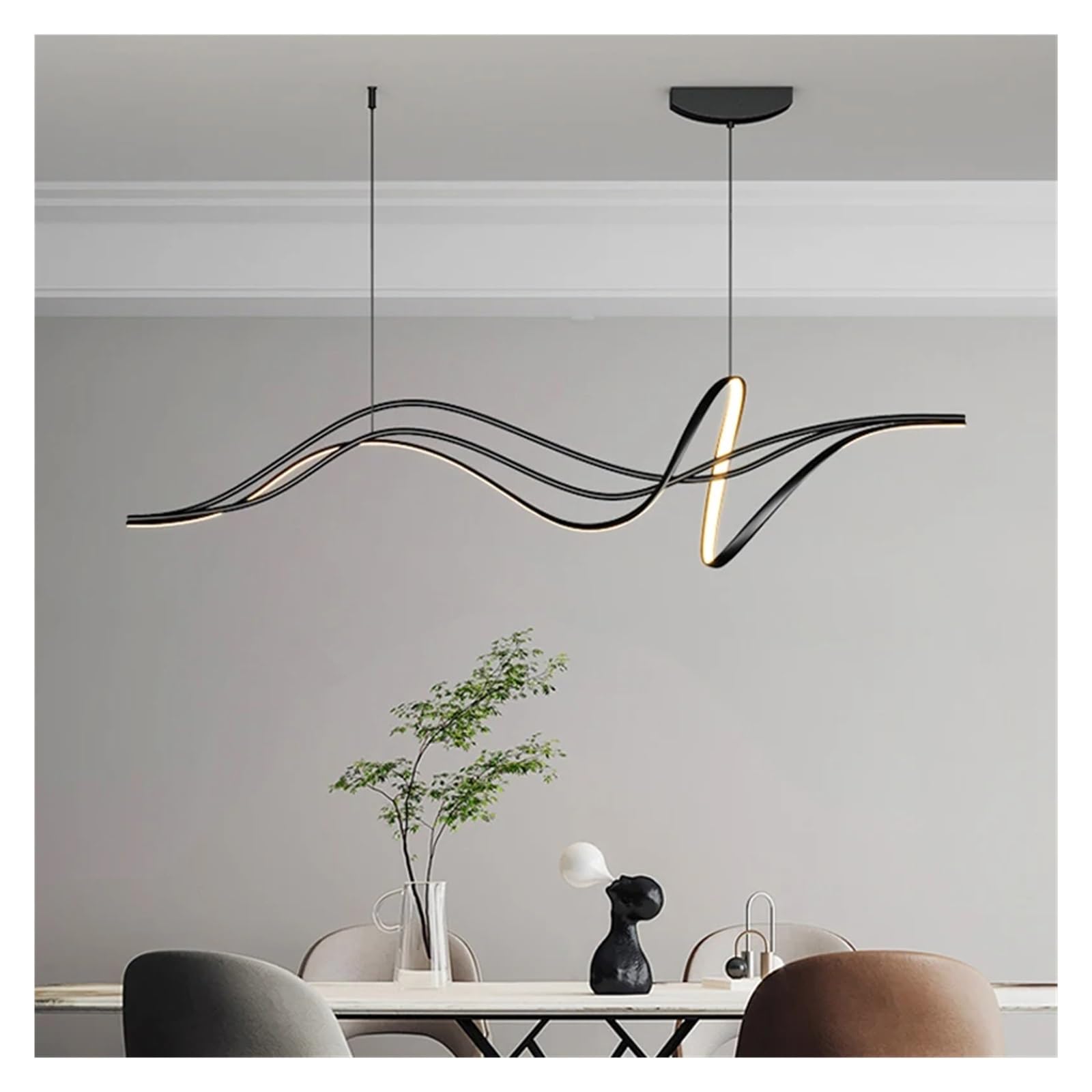 Lampes suspendues LED à intensité variable avec design moderne noir