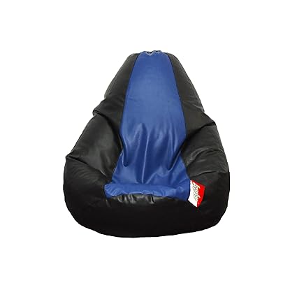 LAZYBAG Bean Bag Chair, Furniture for Kids. XXXXXL Bean Bag Cover, Playing Video Games or Relaxing, for classrooms, daycares, Libraries or Work from Home (Blue and Black - 5XL Size)