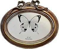 SIKOO Vintage Oval 4x6 Antique Bronze Gold Picture Frame - Ornate Handcrafted Resin for Tabletop Wall Display Home Decor