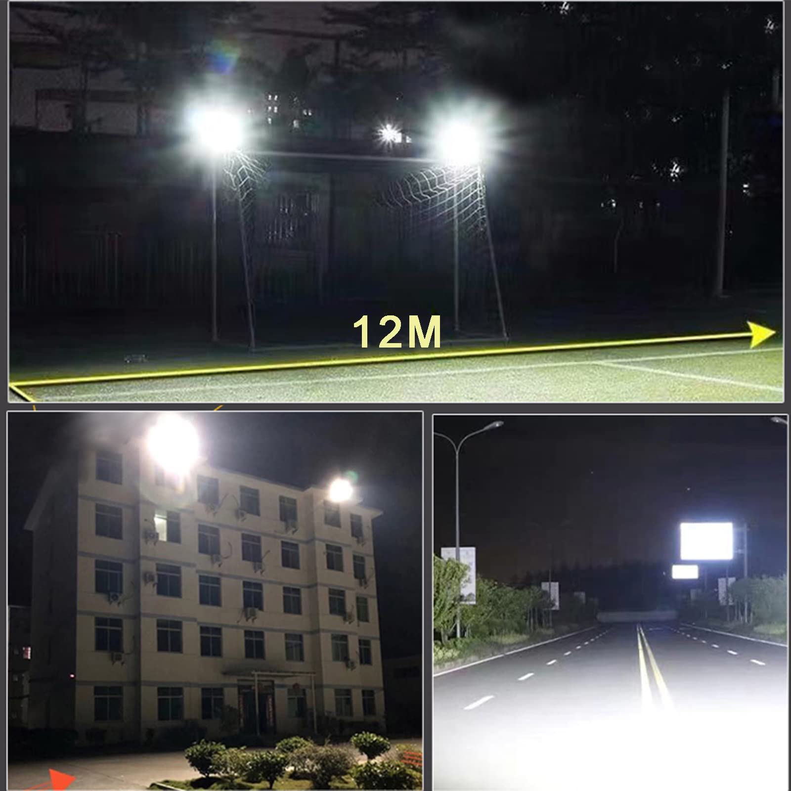 Lampy solarne zewnętrzne, 50-600 W, IP67 6000 K Lampa robocza LED, zewnętrzne oświetlenie punktowe na ścianie, idealny wybór do garaży, patio, dachu(500W)