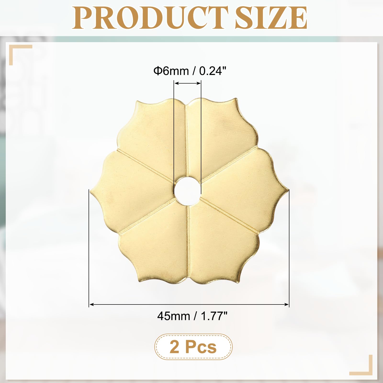 QUARKZMAN 2Pcs Placca Posteriore Pomello Armadio, 1.77 Pollici Forma Esagonale Fiore Placca Posteriore Ottone Rondelle Decorazione Classica Mobili Guarnizione Per Cassetti Armadi Ante