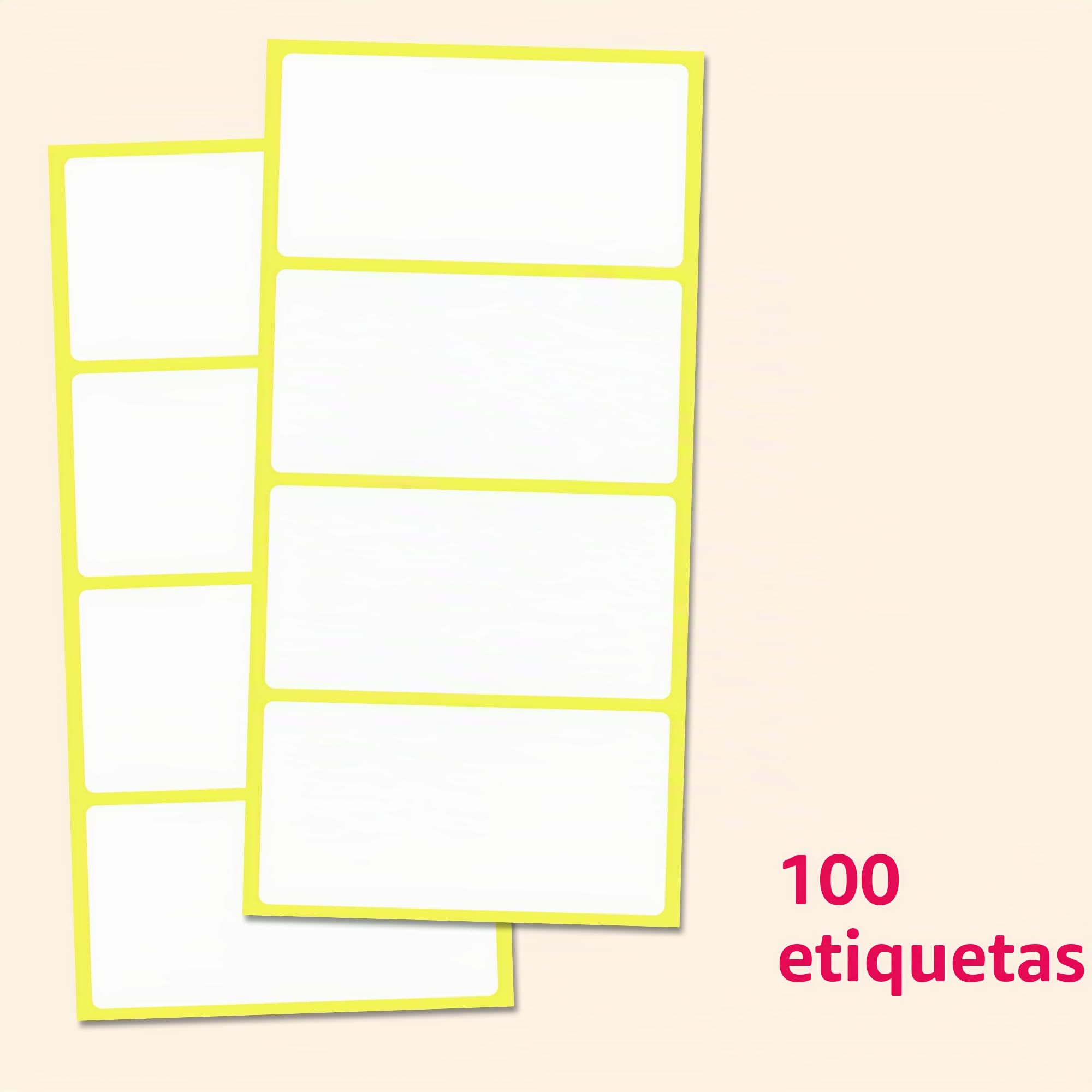 100 Piezas, 80 x 40 mm - Etiquetas Adhesivas Blancas Pegatinas