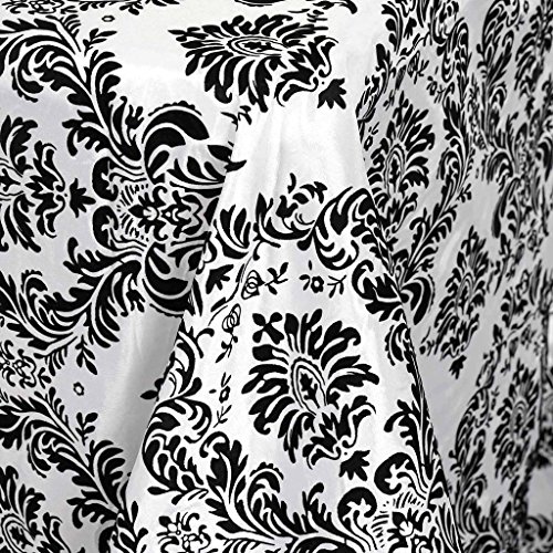 Balsacircle 60-Inch X 126-Inch Black And White Rectangular Damask Flocking Tablecloth Table Linens Wedding Party Events Decorations #TOP2