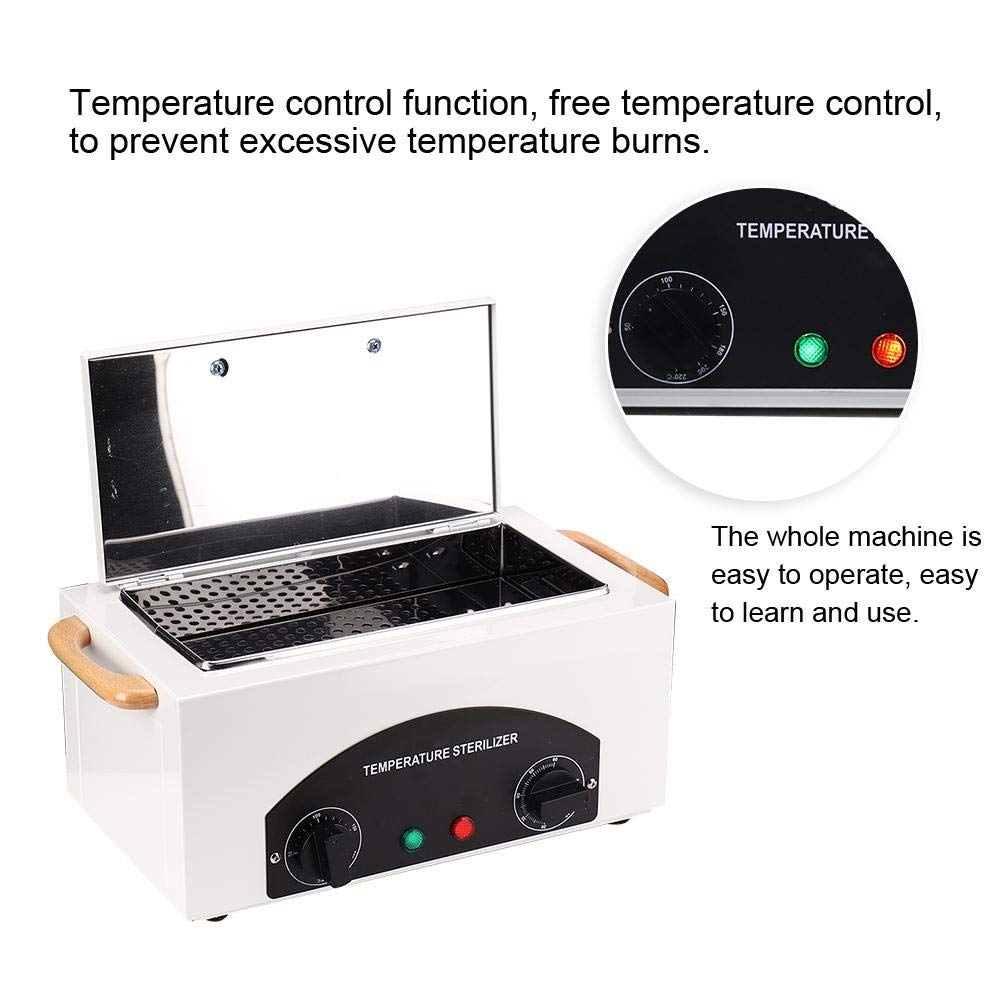 Esterilizador de calor Autoclave con temporizador Herramienta Esterilizador de Alta Temperatura con Tanque de Acero Inoxidable Extraíble para salón de belleza salón de peluquería estudio y casa