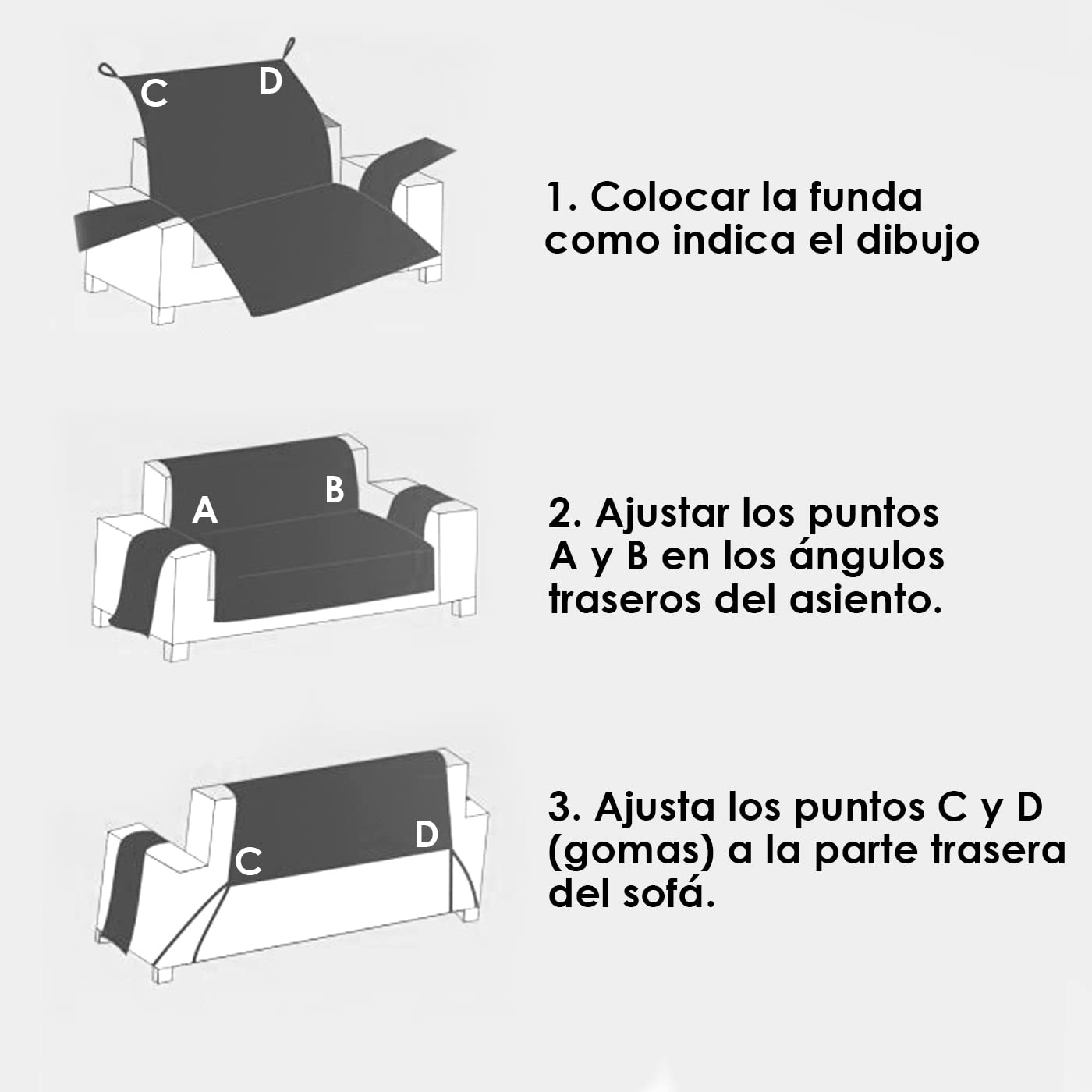 MERCURY TEXTIL-Funda de Sofá Reversible Protector(3 Plazas, Azul Marino) | para Sofás Acolchado, Funda con Reposabrazos. Variedad de Medidas