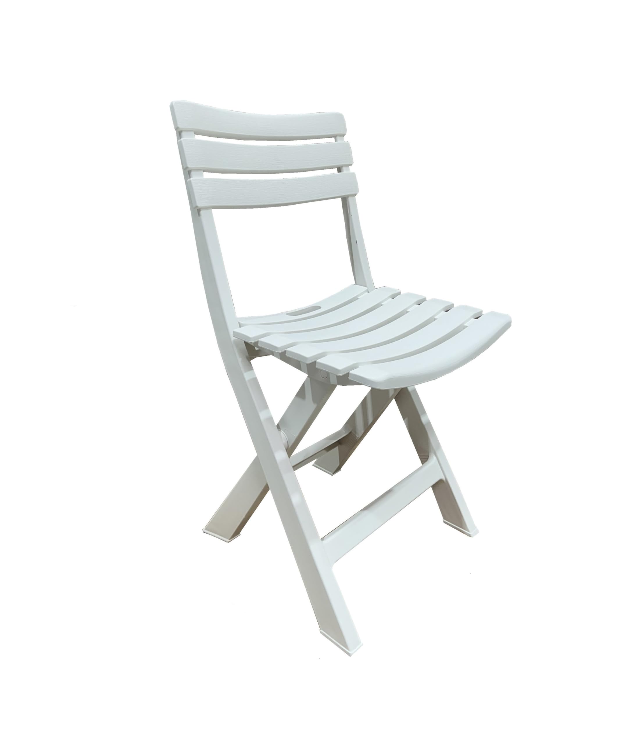FERRETERIA LEPANTO Silla Plegable, Silla de Resina Plegable para terraza, jardín y Balcones, Asientos Plegables de Resina imitación Madera 77x41cm. (1 Silla Blanca)