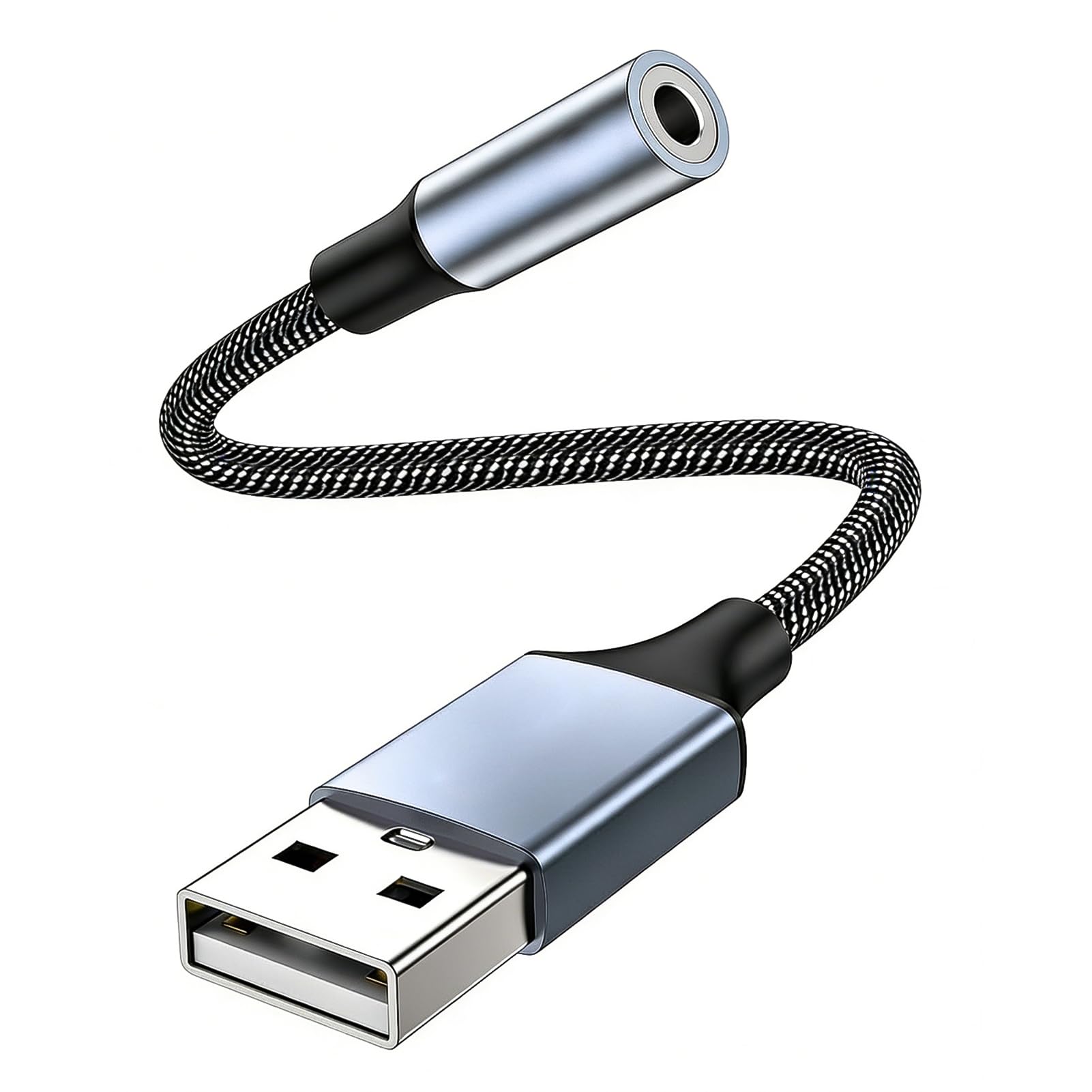 Adaptador USB a Audio 3.5 mm, Tarjeta de Sonido Externa USB 3.0, Adaptador de Audio USB a Jack 3,5 mm, Frecuencia de Muestreo 16 bits a 48 kHz, Compatible con PC, PS4, PS5, Switch y Otros Dispositivos