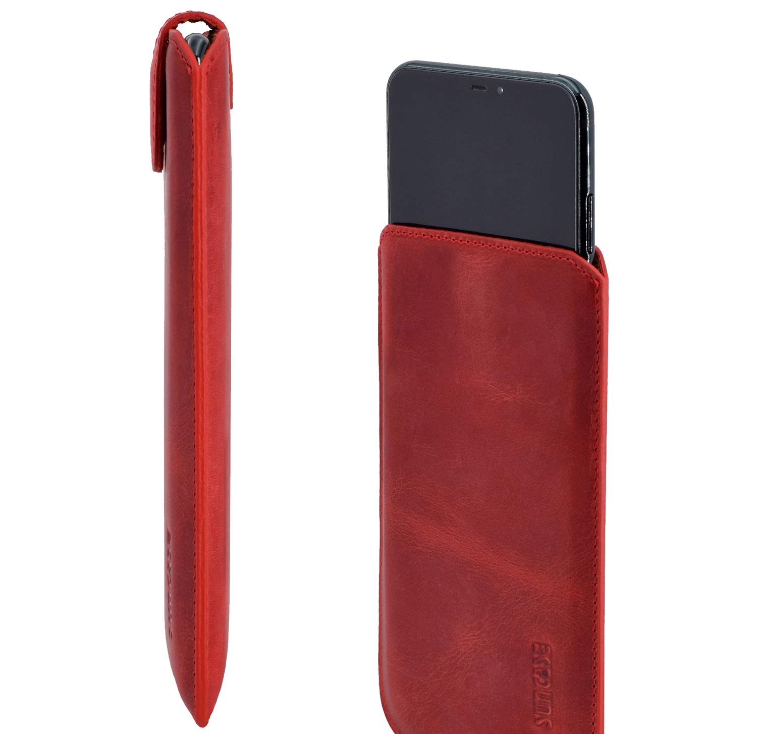 Suncase Custodia In Pelle Vera Per Motorola Moto G7 Power - Slim-Edition, Con Chiusura Magnetica E Cinturino Estraibile, Marrone Anticato