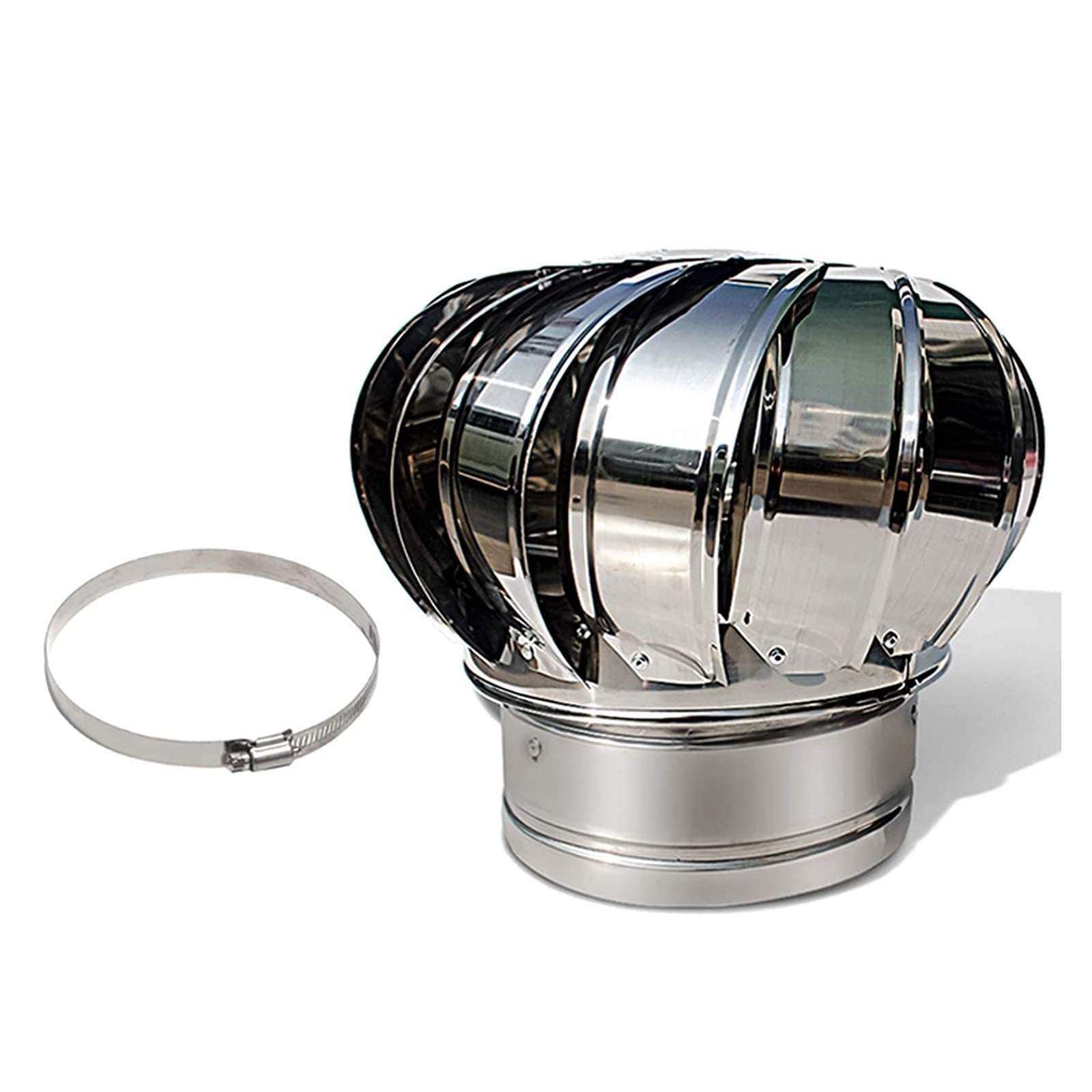 WOTZOV Stainless Steel Rotating Chimney Cowl Cap Spinner Anti-Downdraught Simple To Fit Rotary Chimney Cowl Cap, For Chimneys And Exhaust Vents Chimney Pots,110Mm，160mm