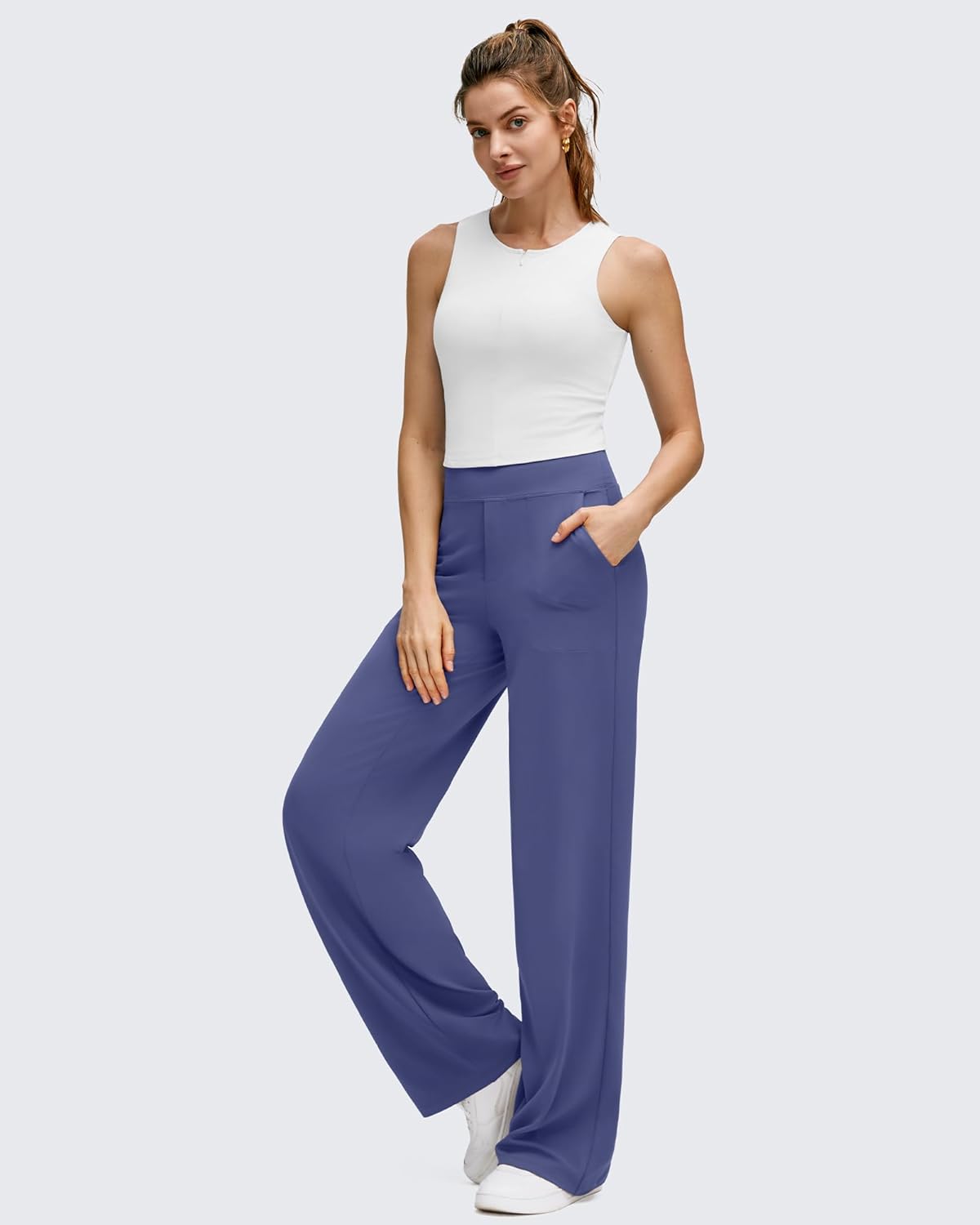 G4Free BareFeel High Stretch Wide Leg Pants for Women Soft Comfy Casual Yoga Pants with Pockets Petite/Regular/Tall - Image 5