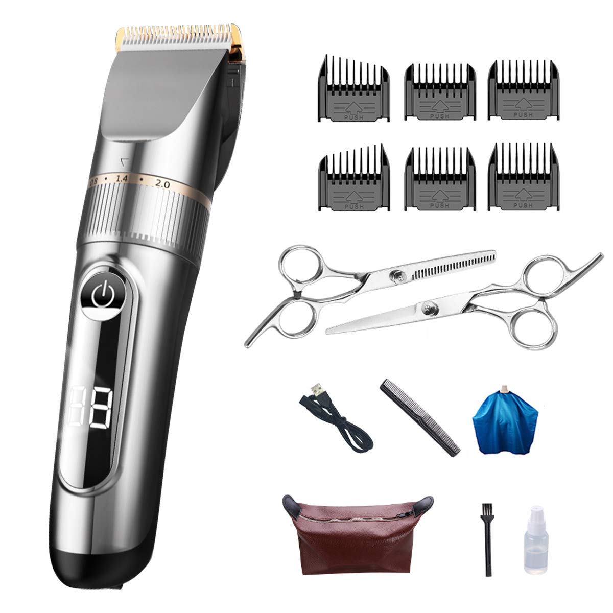 Hair Clippers kit with Ceramic Cutter Heads and LED Display for Men, Women & Kids Rechargeable