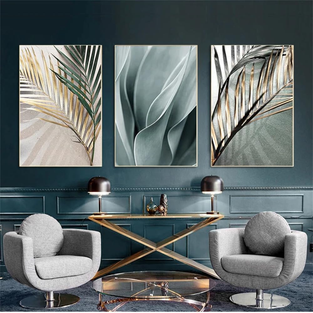 WUHBCZ Canvas Paints-Abstract Palm Leaves Plant Art Canvas Painting Aloe Botanical and Prints Pictures Artwork for Living Kitchen Room Home Decoration-60 * 70cm/3PCS (No Frame)