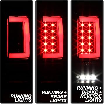 ACANII - For 2004-2008 Ford F150 LOBO Styleside Black Housing LED Tube Tail Lights Brake Lamps Driver & Passenger Side