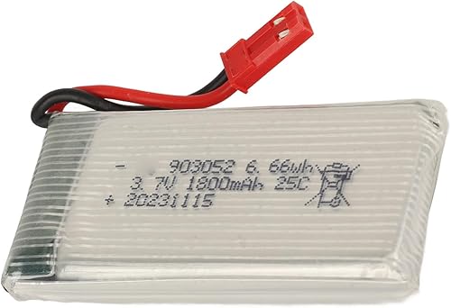 Miniatura 8 de Batería de litio de 3.7 V 1800 mAh 25C, RC Quadcopter Drone Helicóptero 903052 Batería de litio con enchufe rojo JST para X5SW RC Quadcopter Drone