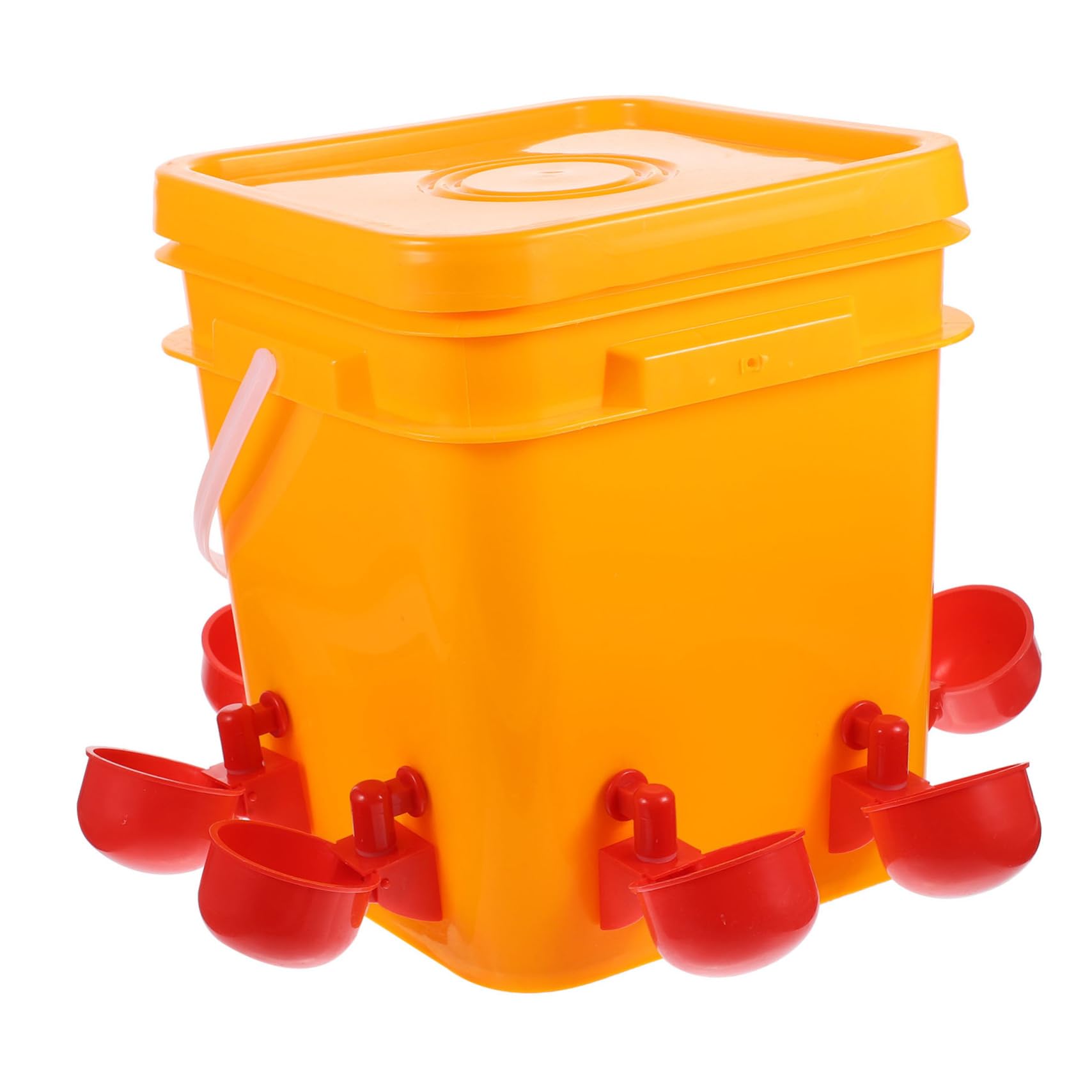 Abbeveratoio Automatico per Polli con Secchio e Tazze Arancione | Set 1 Pezzo in Plastica, per Pollame e Animali Domestici, Adatto a Negozi Professionali e Allevamenti Commerciali