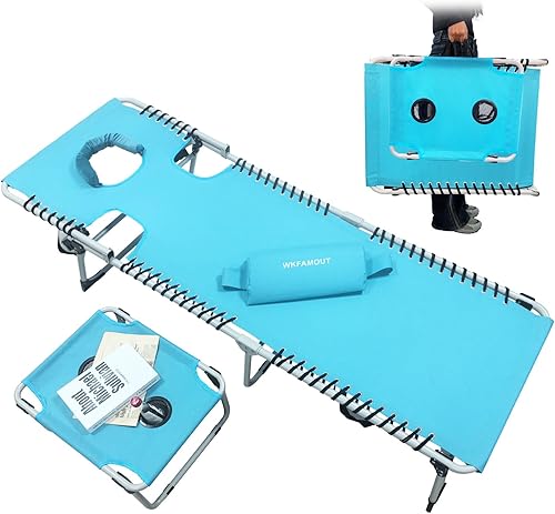 Miniatura 11 de Sillón plegable para exteriores con bolsa térmica aislada, portátil para patio exterior, tumbona, 5 posiciones con almohada para playa, tomar