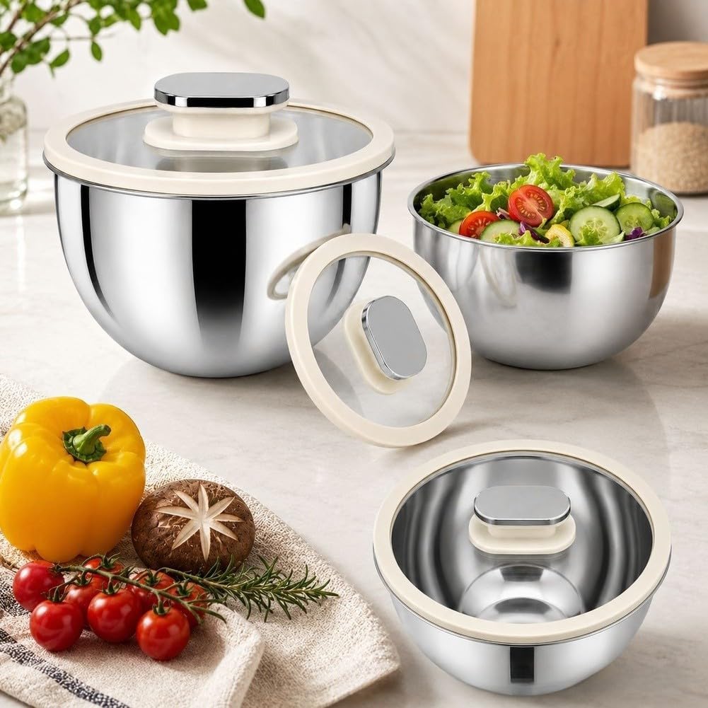Juego de cuencos para mezclar de acero inoxidable 201, 3,8 l, cocina