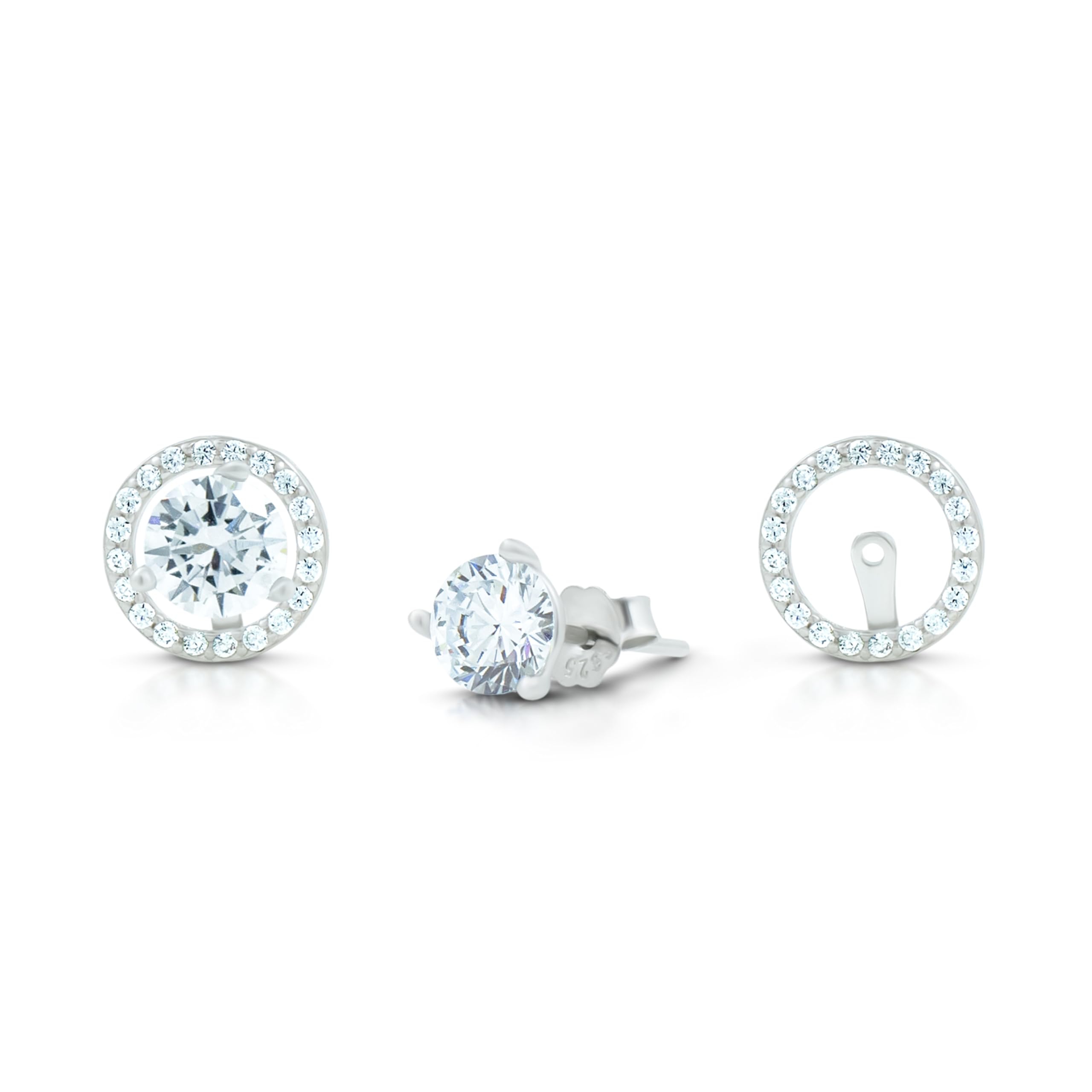 Treva Iconic Jewels 925 Sterling Silver Convertible 2 in 1 Solitaire Studs | Silver Earrings For Women | Gifts for Women & Girls | With Certificate of Authenticity and 925 Stamp (B0CPJFYM12) Amazon Price History, Amazon Price Tracker