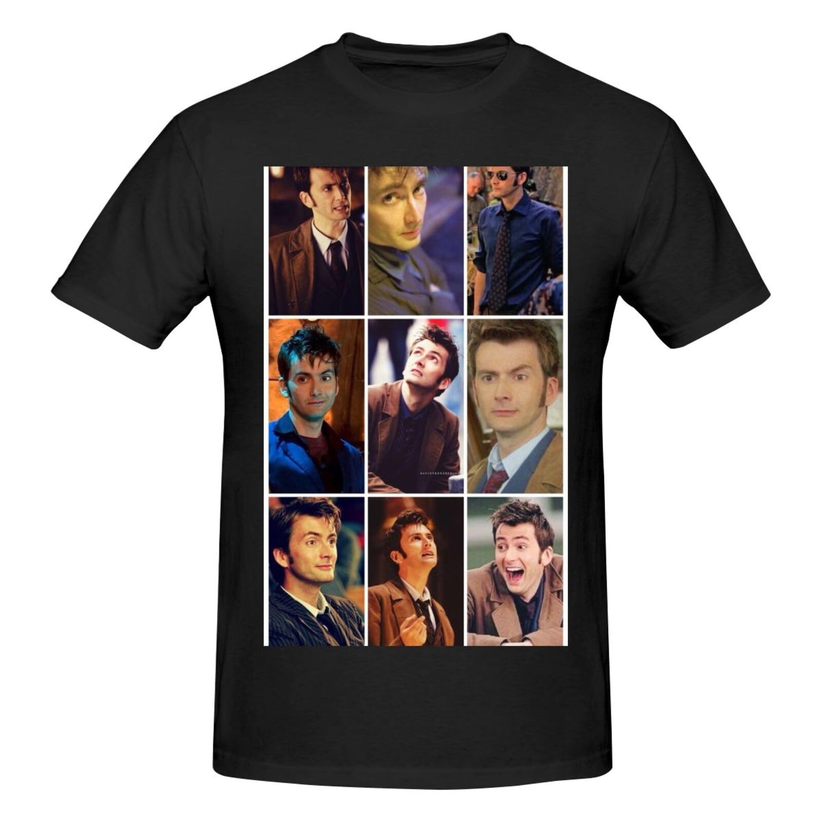 Ezkyztlw Men's Black David Star Tennant T Shirt For Crew Neck Shirts Cotton Short Sleeve Casual Wear Round Neck T-Shirts Clothes Medium