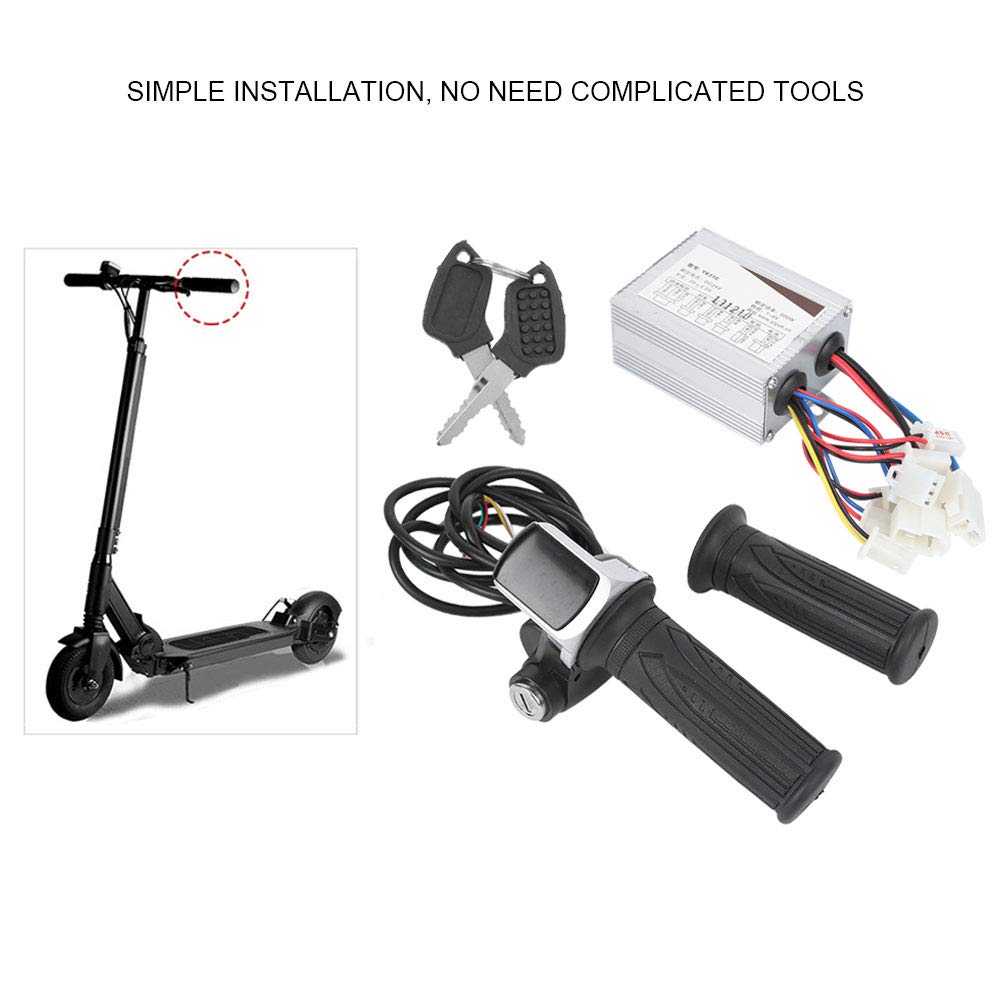 Poignée d'accélérateur de vélo électrique 24V 500W, Accessoire de contrôleur brossé avec 9 lumières et Verrouillage