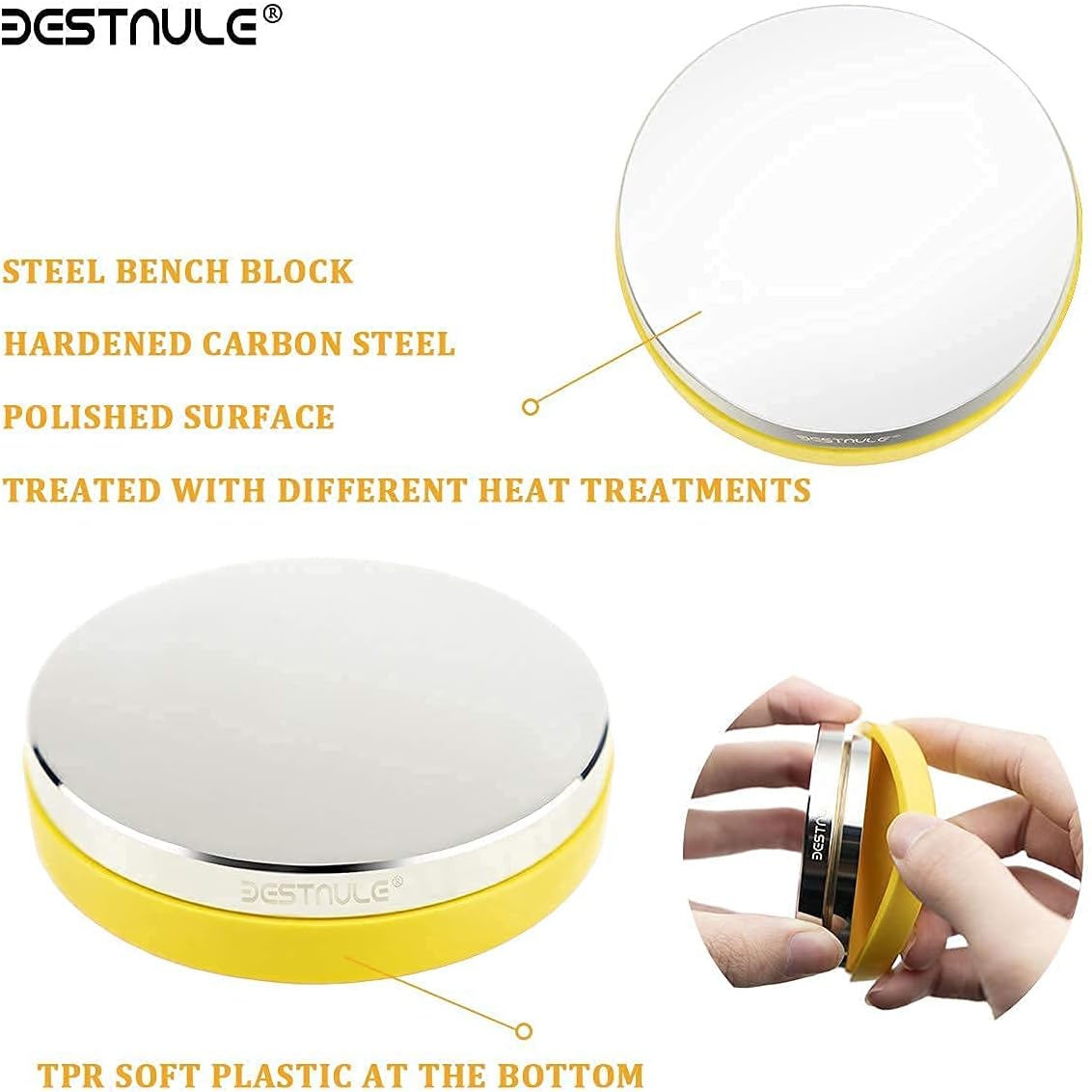 BESTNULE Number and Letter Stamp Set with Bench Block, Industrial Grade Hardened Carbon Steel Metal Characters, Perfect for Imprinting Metal, Wood, Plastic, Leather, (5/32”, 4mm)