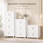 Foldable Storage Cabinet with Magnetic Doors, 5 Tier 425QT Large Plastic Storage Bins with Lid & Wheels, Stackable Collapsible Storage Organizer for Clothes, Snacks, Books, Office & Bedroom